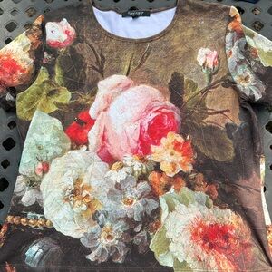 Karen Kane Brown Multi-Tone Tee with Subtle Print